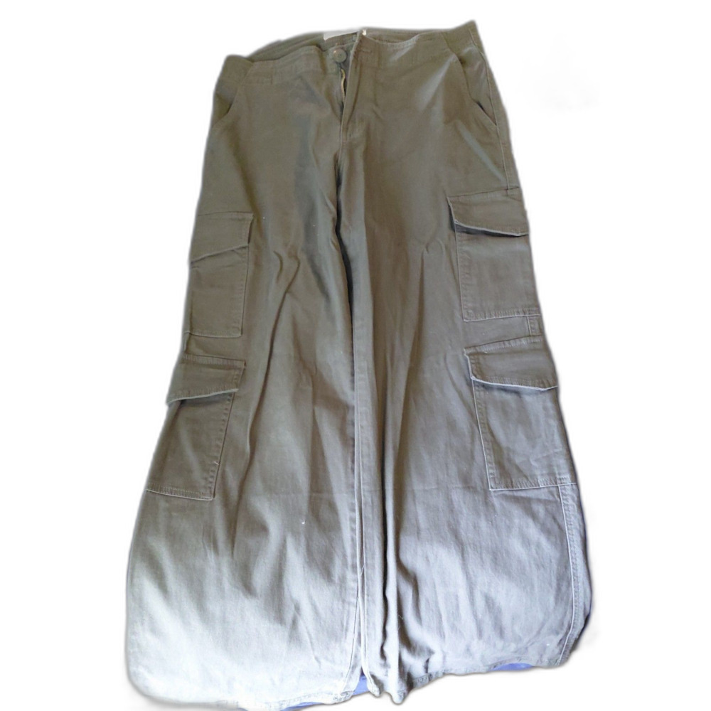 YMI Women's High Rise Double Pocket Wide Leg Cargo Pants‎
